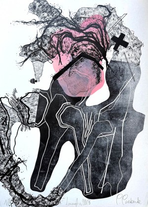 Piotr Pasiewicz, Róż, czerń, białe tło, 2018
