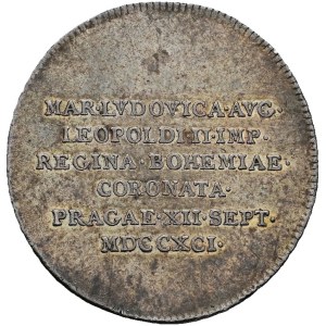 Leopold II (1790–1792), AR token from 1791 commemorating the coronation of Marie Ludovika as Queen of Bohemia in Prague
