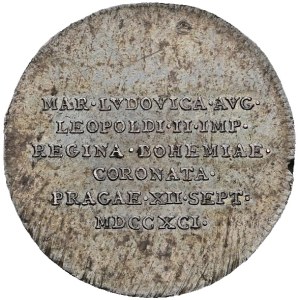 Leopold II (1790–1792), AR token from 1791 commemorating the coronation of Marie Ludovika as Queen of Bohemia in Prague