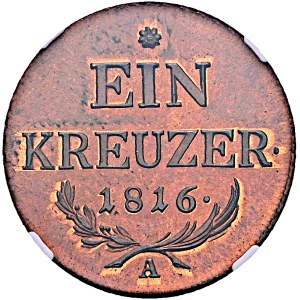 František I. (1792-1835), 1 Krejcar 1816 A, Vídeň, NGC MS 65 RB