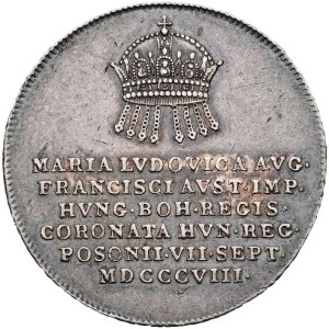 Franciszek I (1792–1835), żeton AR z 1808 r. z okazji koronacji Marii Ludwiki na królową Węgier w Bratysławie