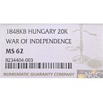 Revolution (1948–1849) 20 Krejcar 1848 KB, Kremnica NGC MS 62