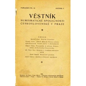 Proceedings, Yearbooks, BULLETIN of the Czechoslovak Numismatic Society, Vol. V / 1923