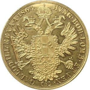 František Josef I. (1848-1916), 4 Dukát 1864 A, Vídeň 13,858 g, neznatelná stopa, nep. rys.