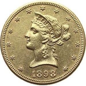 USA, 10 dolárov, 1898, s KM 102, 16,702 g (473 600 ks)