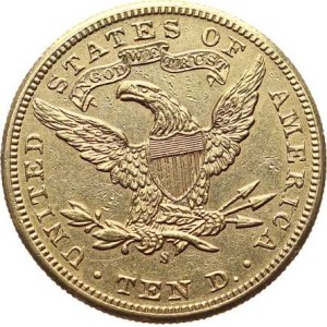 USA, 10 dolárov, 1898, s KM 102, 16,702 g (473 600 ks)