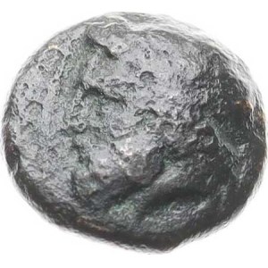 Aiolis – Temnos (4.–3. storočie pred n. l.), AE 10; A: Bradatá hlava Dionýza smerom doľava / strapec na viniči