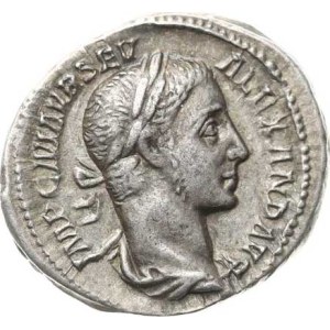 Alexander Severus (222-235), Denár, kráč.Mars zprava nese trofeje a oštěp