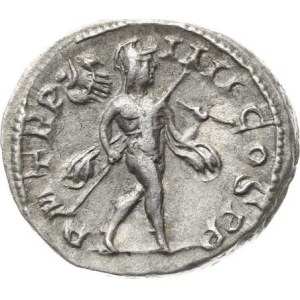 Alexander Severus (222-235), Denár, kráč.Mars zprava nese trofeje a oštěp