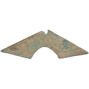 China – Zhou Dynasty (1046–256 BCE), bridge coin – no inscription, bronze, length 120 mm, 9.136 g