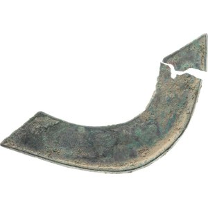China – Zhou Dynasty (1046–256 BCE), bridge coin – no inscription, bronze, length 80 mm, 5.821 g