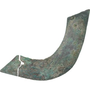 China – Zhou Dynasty (1046–256 BCE), bridge coin – no inscription, bronze, length 80 mm, 5.821 g