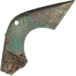 China – Zhou Dynasty (1046–256 BCE), bridge coin – no inscription, bronze, length 80 mm, 4.654 g