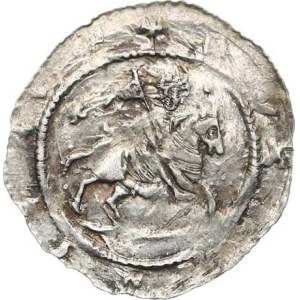 Soběslav I (1125–1140), Denar C – 583 variant: cross behind the horseman / dot between the figures