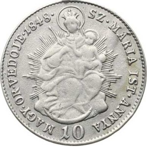 Revolution of 1848–1849, 10 kr. 1848 KB RR, slight trace of the ear