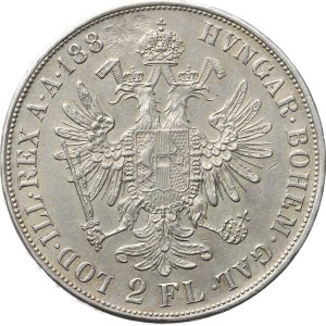 Franz Joseph I (1848–1918), 2-zlatnik, 1887, no serial number—the “7” in the year has been removed; otherwise