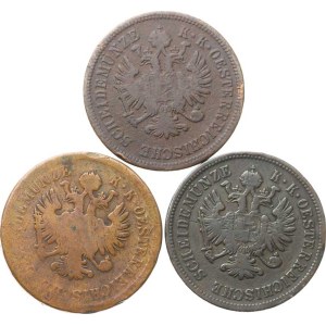 František Josef I.(1848-1918), 4 kr. 1861 A, B, E R 3 ks, hr.