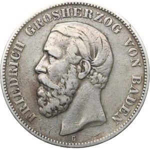 Baden, Friedrich I (1852–56–1907), 5 Mark 1875 G KM 263