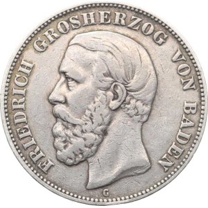 Baden, Friedrich I (1852–56–1907), 5 Mark 1876 G KM 263.1