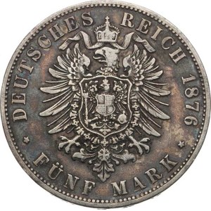 Baviera, Ludovico II (1864-1886), 5 Mark 1876 D KM 502