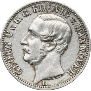 Hannover, Georg V. (1851–1866), 1/6 tolar, 1860 B, KM 238; AKS 145, Ag 520, 5.34 g