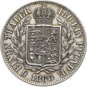 Hannover, Georg V. (1851–1866), 1/6 tolar, 1860 B, KM 238; AKS 145, Ag 520, 5.34 g