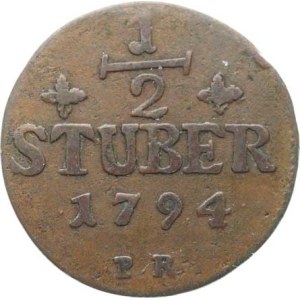 Julich-Berg, Carl Theodor (1742-1799), 1/2 Stuber 1794 PR KM 206; Hahn 405; Schön 58