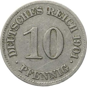 Nemecko, drobné mince cisárstva, 10 pfennigov 1901 E