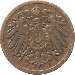 Nemecko, drobné mince cisárstva, 1 pfennig 1892 J „R“ KM 10