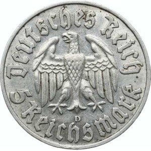Germany - Third Reich, 1933–1945, 5 RM 1933 D - Luther R