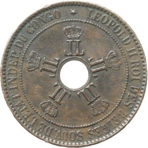 Kongo Belgijskie, 10 centymów, 1889 r., KM 4, Cu