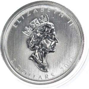 Kanada, 2 doláre 2003 – javorový list Ag 9999 (1/10 oz) hologram