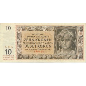 Protectorate of Bohemia and Moravia, October 1942, serial no. 34 A, imperforated; Baj. 37a; Hejz. 37a