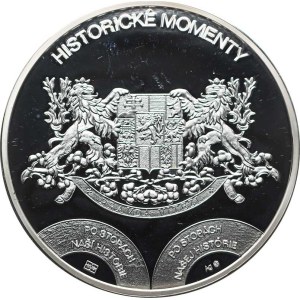 Coins minted by Muzejní galerie, from the Historical Moments series: The Founding of the Czech and Slovak Republics