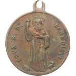 Religious Medals, Benedictines, (protective medal), A: Saint Benedict with his hand raised