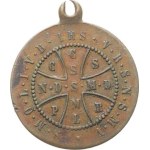 Religious Medals, Benedictines, (protective medal), A: Saint Benedict with his hand raised