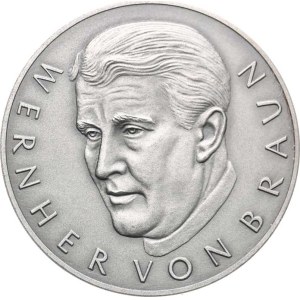 Německo - BRD, Wernher von Braun, hlava mírně zleva, opis / orbitální stanice na
