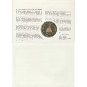 Germany - FRG, envelopes with a medal, stamp, and postmark, 25 Years of Deutsche Sporthilfe 1967–199