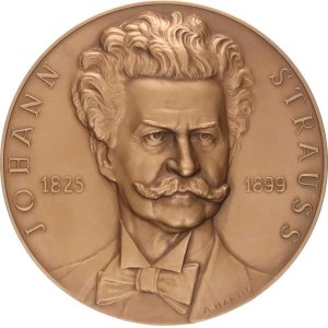 Austria, Johann Strauss 1825–1899, portrait viewed slightly from the right, copy of the signed original