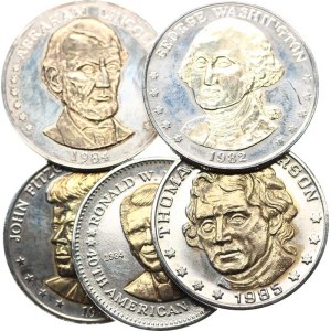 U.S.A., Set of 5 Medals: Abraham Lincoln, George Washington, Thom