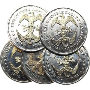 U.S.A., Set of 5 Medals: Abraham Lincoln, George Washington, Thom