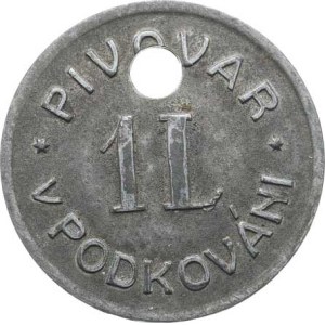 Czechoslovakia - Emergency Stamps, Postage Stamps, V. Podkováň - 1 L Brewery / Number 8 Stamp 25.5 mm, Original