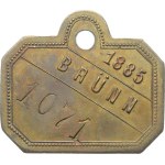 Dog tags, Brün (Brno) – 1885, No. 1071 / standing dog, facing left