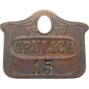 Psí známky, Grulich (Králiky)- 1910, číslo 15 / hlava psa zprava