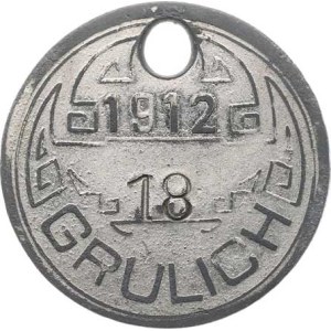 Dog Tags, Grulich (Králiky) – 1912, No. 18 / Dog Walking to the Left