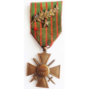 France, Third Republic (1871–1941), War Cross (La Croix de la Guerre) 1914–1917 – with a star on the ribbon