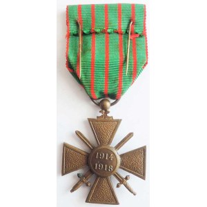 France, Third Republic (1871–1941), War Cross (La Croix de la Guerre) 1914–1918 – with 3 stars on the ribbon