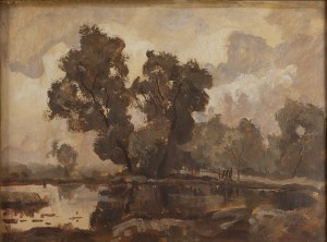 Bronisław Jamontt (1886 Dokudów - 1957 Toruń), Pejzaż ze stawem, 1946