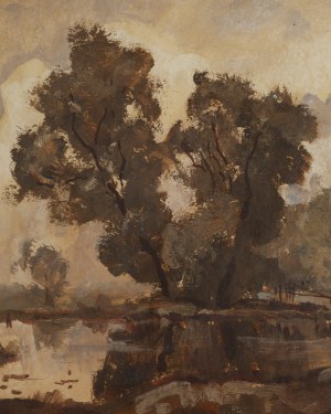Bronisław Jamontt (1886 Dokudów - 1957 Toruń), Pejzaż ze stawem, 1946