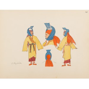 Zofia Stryjeńska (1891, Cracovie - 1976, Genève), Paysanne de la région de Vilnius, planche XL du recueil « Polish Peasants' Costumes », 1939